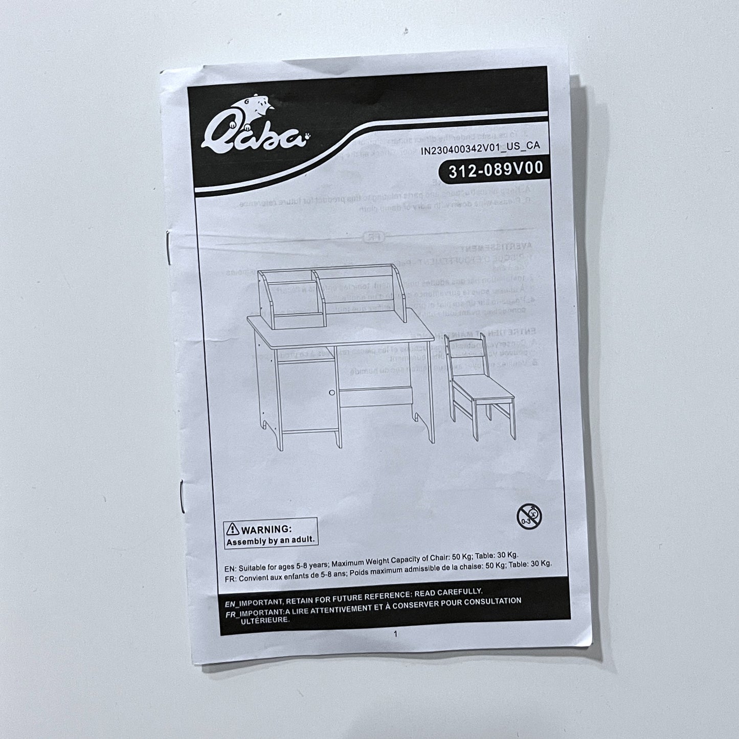 Kids Desk and Chair Set with Whiteboard