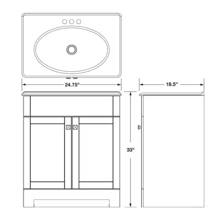 Bath Vanity in Java Oak with Solid Surface Vanity Top in Wheat with Wheat Sink
