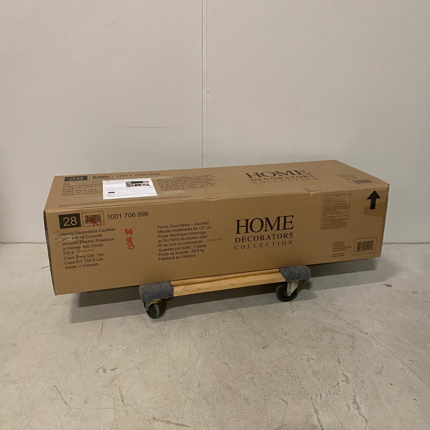 54" Media Console Infrared Electric Fireplace in Honey Ash