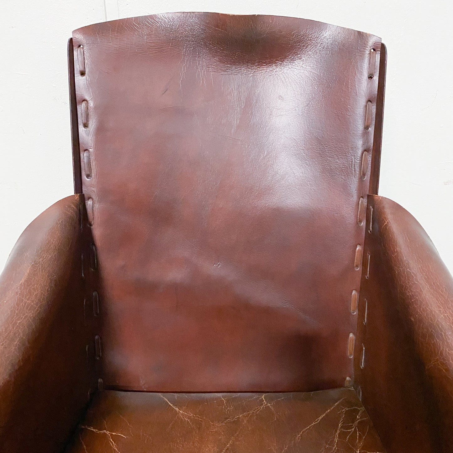 Distressed Leather and Iron Chair