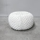 White Cotton Knitted Pouf