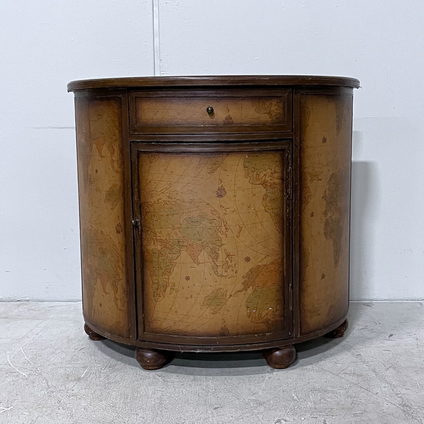 Old World Map Console Table