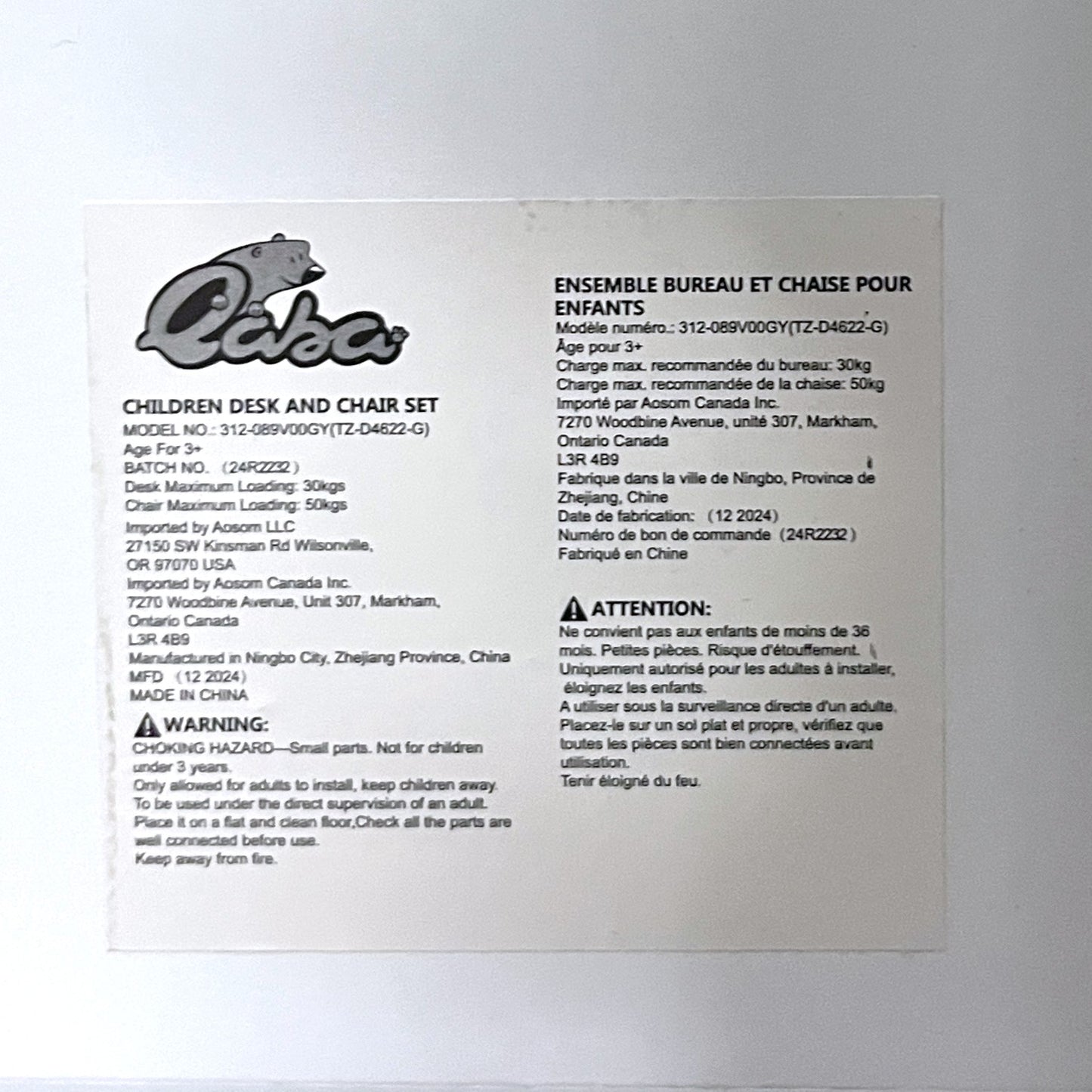 Kids Desk and Chair Set with Whiteboard