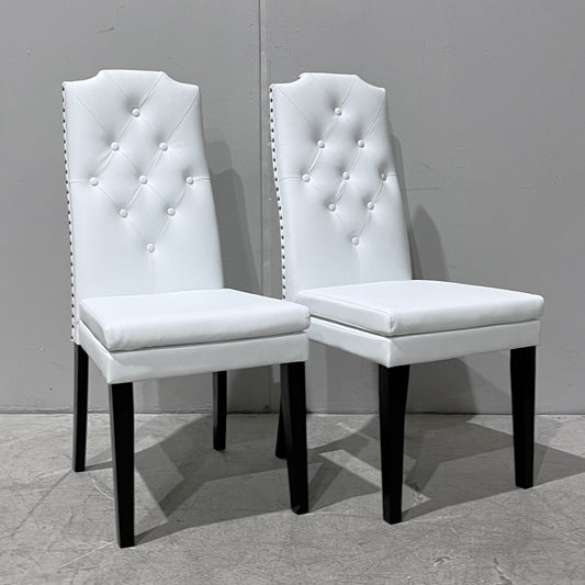 White Leather Dining Chairs (Set of 2)