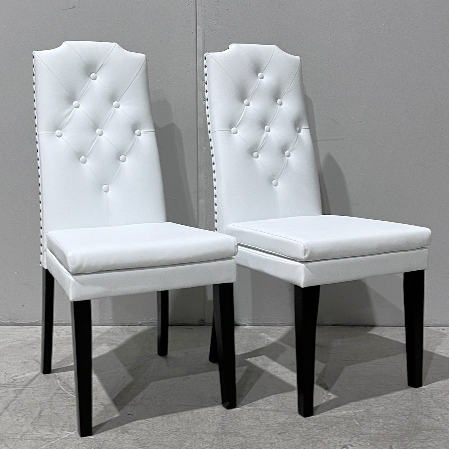 White Leather Dining Chairs (Set of 2)