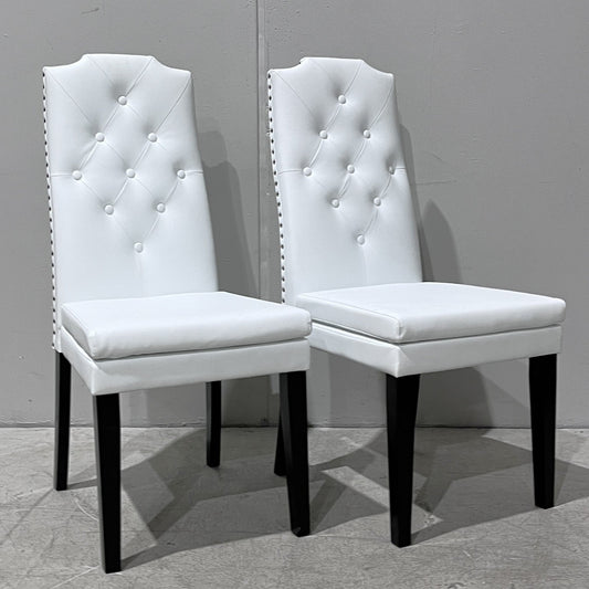 White Leather Dining Chairs (Set of 2)