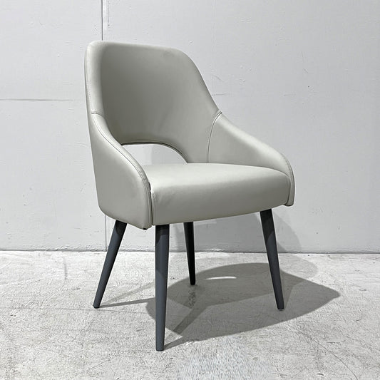 Top-Grain Grey Leather Dining Chair