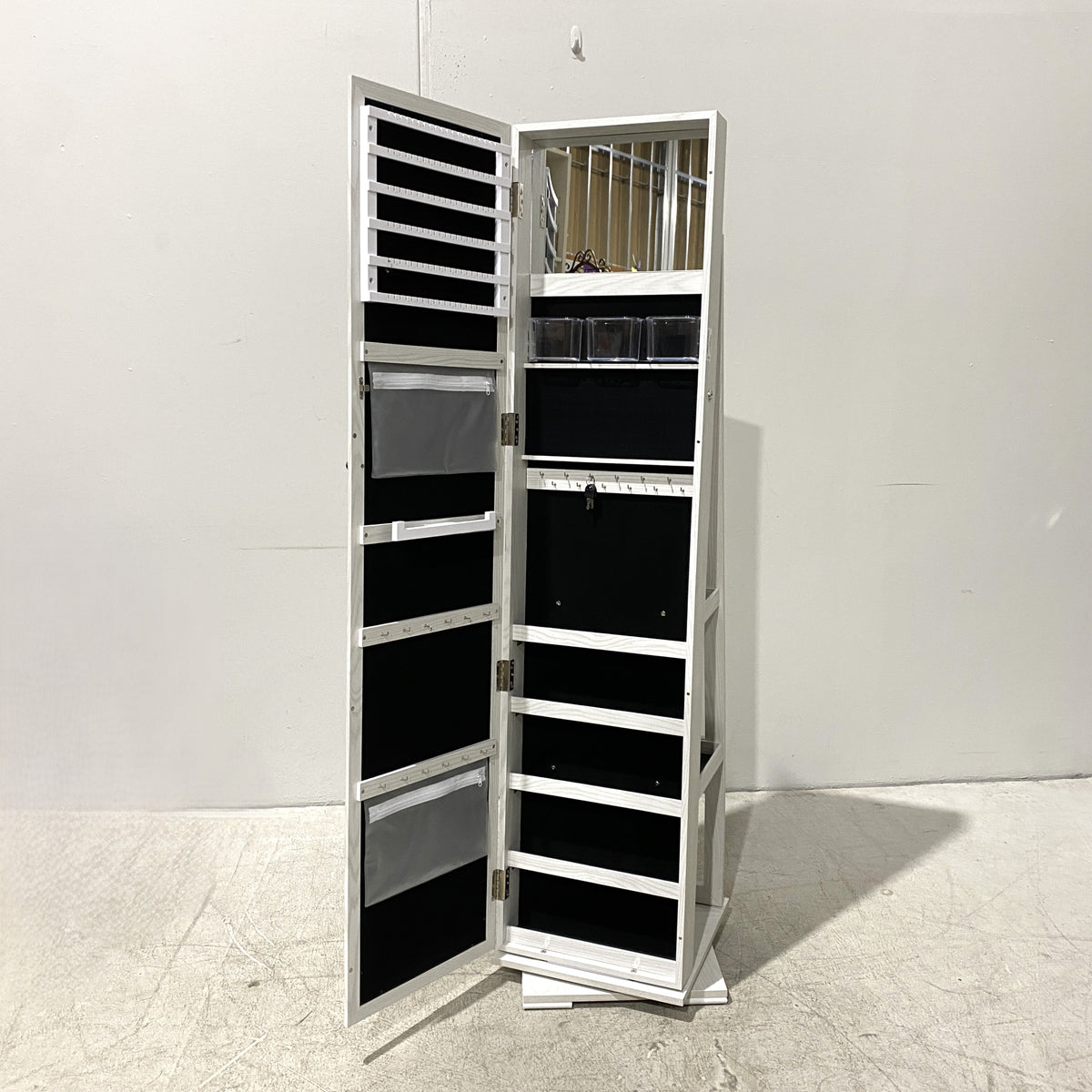 360 Degre 2-in-1 Rotatable Jewelry Cabinet with Mirror
