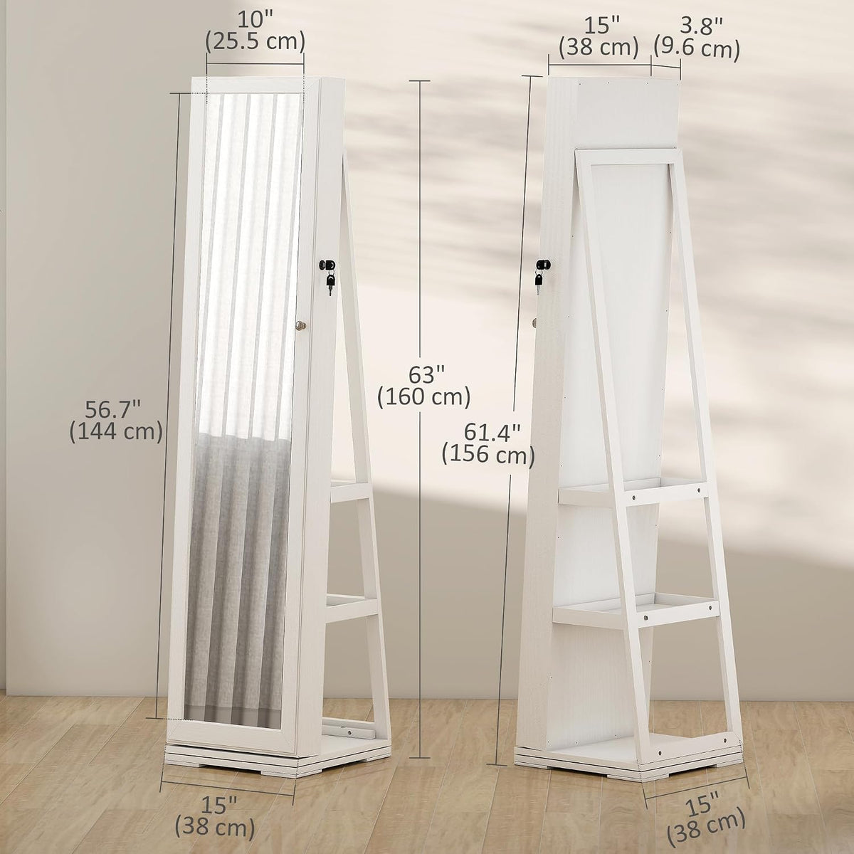 360 Degre 2-in-1 Rotatable Jewelry Cabinet with Mirror