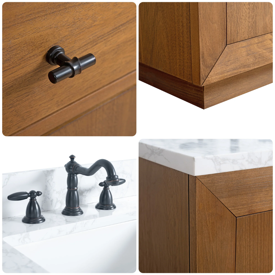 Double Sink Bathroom Vanity with Arabescato White Top