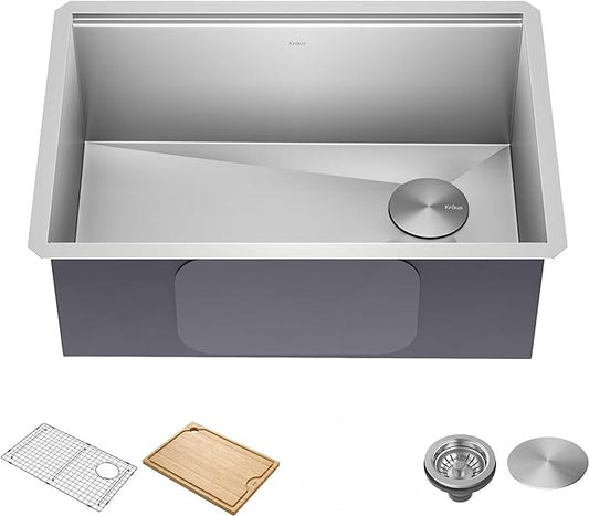 27-inch Undermount 16 Gauge Single Bowl Stainless Steel Kitchen Sink with Accessories