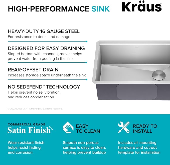 27-inch Undermount 16 Gauge Single Bowl Stainless Steel Kitchen Sink with Accessories