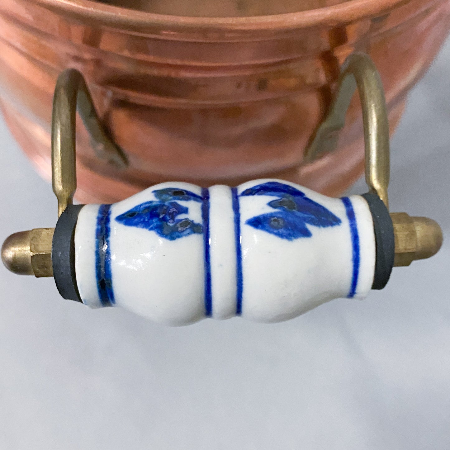 Copper Planters with Ceramic Handles (set of 2)