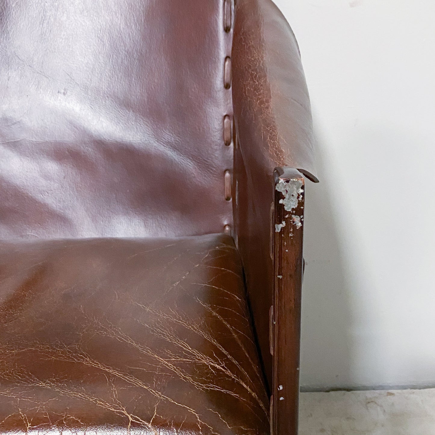 Distressed Leather and Iron Chair
