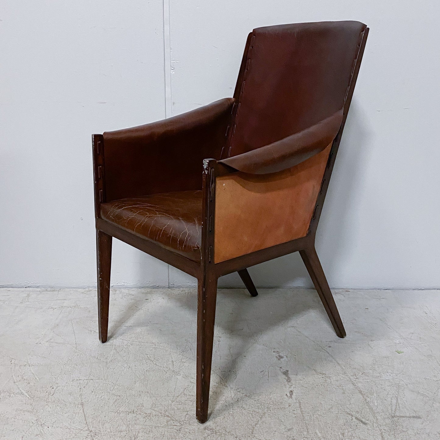 Distressed Leather and Iron Chair