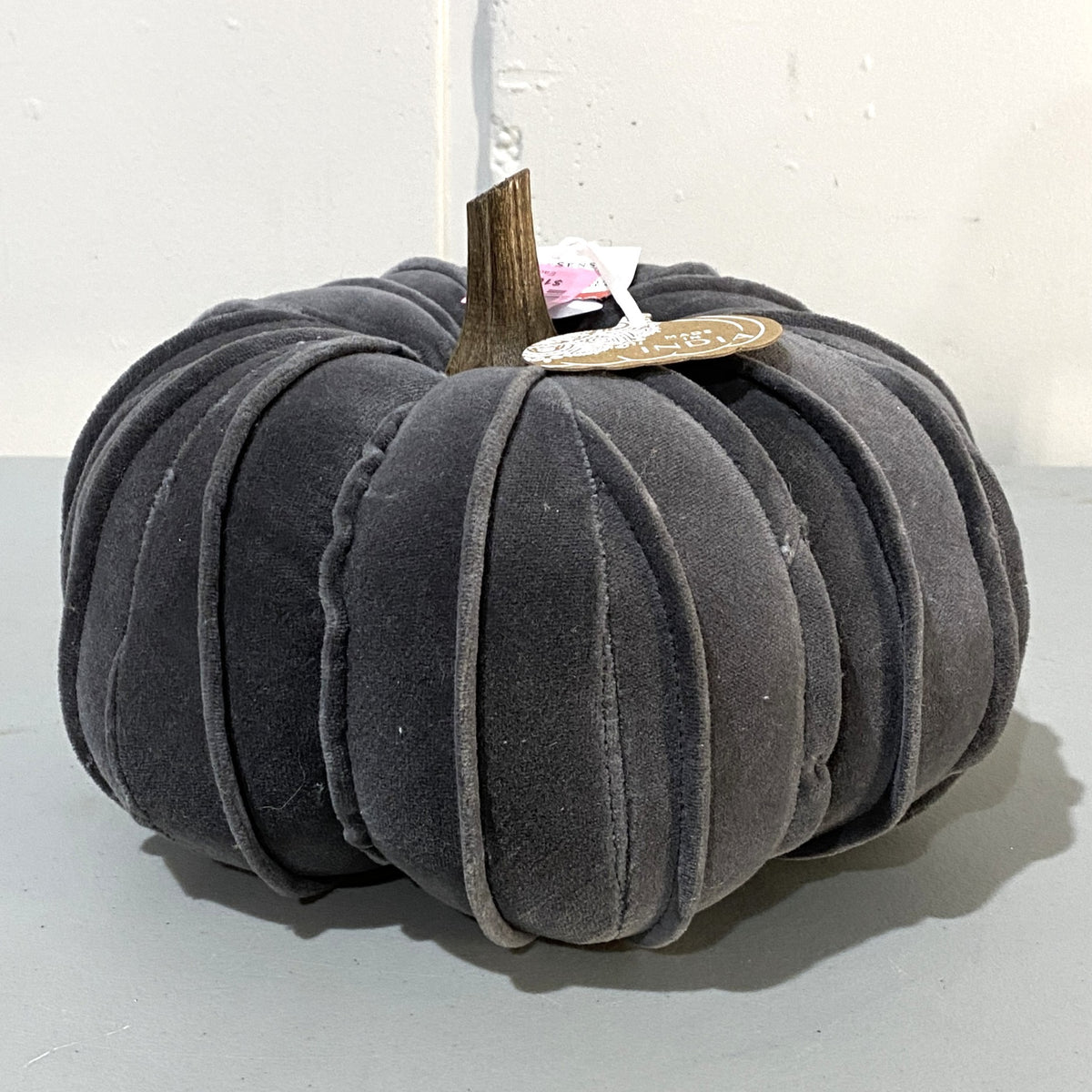 Dark Grey Velvet Pumpkin