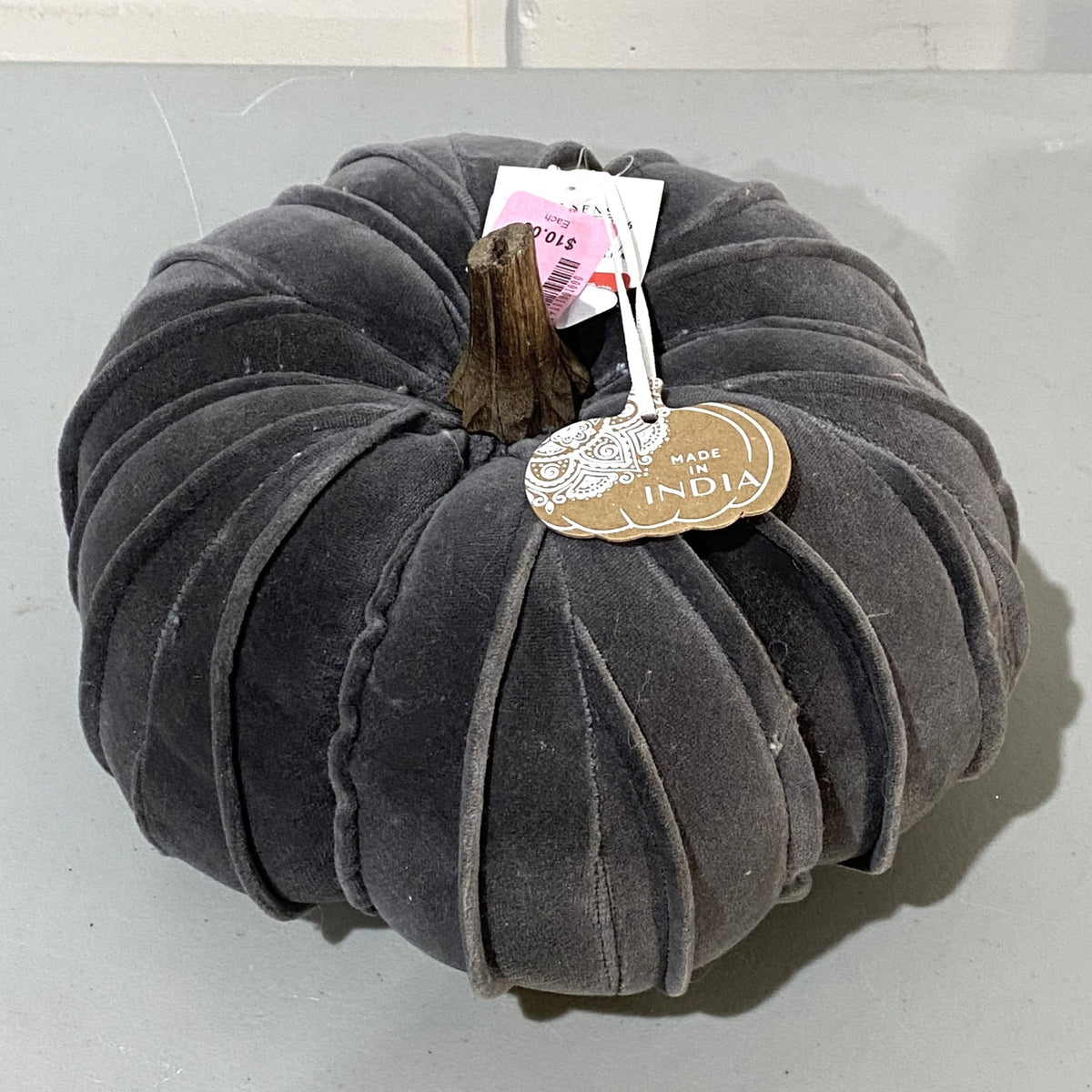 Dark Grey Velvet Pumpkin