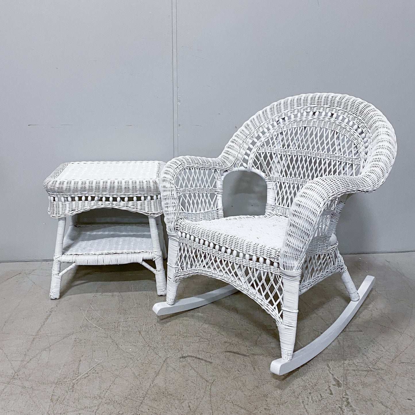 White Wicker Chair Set