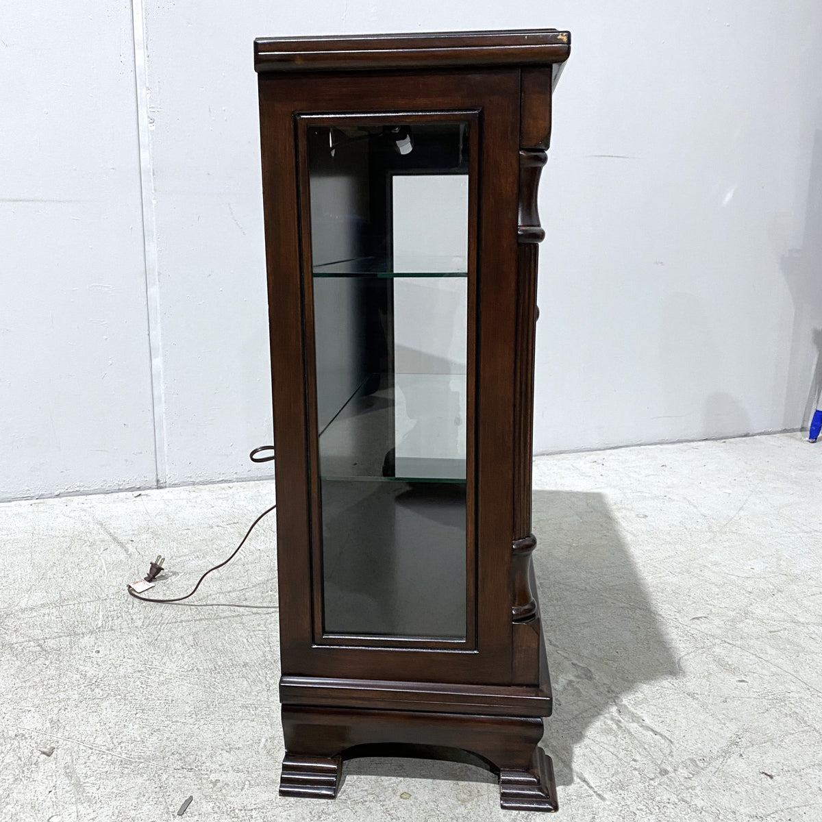 Two-door Glass Display Cabinet with Dark Wood Finish