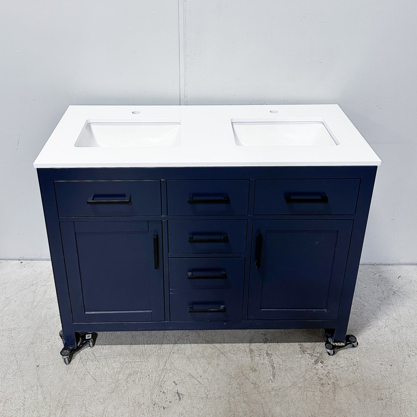 48" Dark Blue Double sink Vanity and Countertop