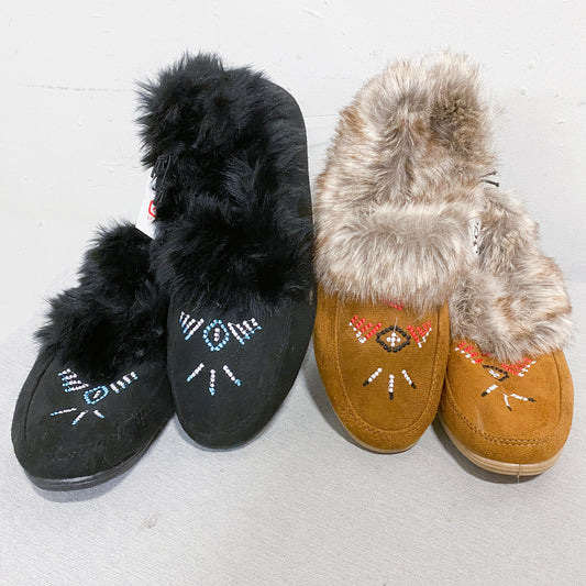 Furry Women’s Embroidered Moccassins