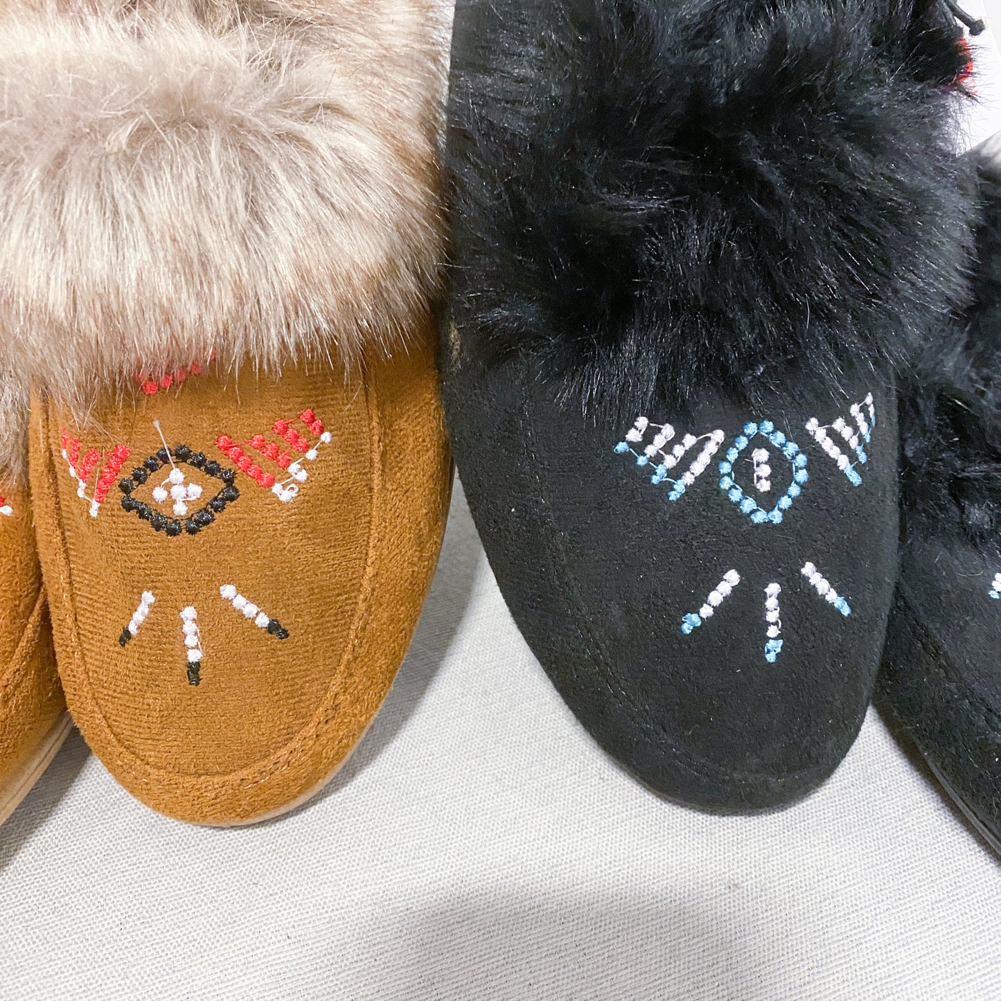 Furry Women’s Embroidered Moccassins