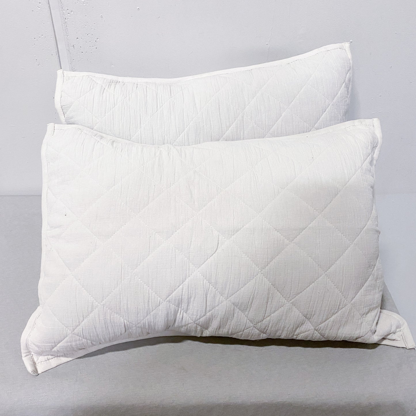 Cream Quilted Pillow and Shams (Set of 2)