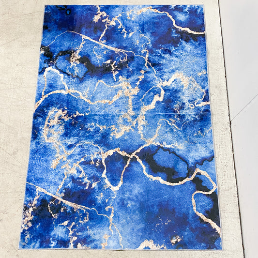 Blue and Gold Marble Area Rug