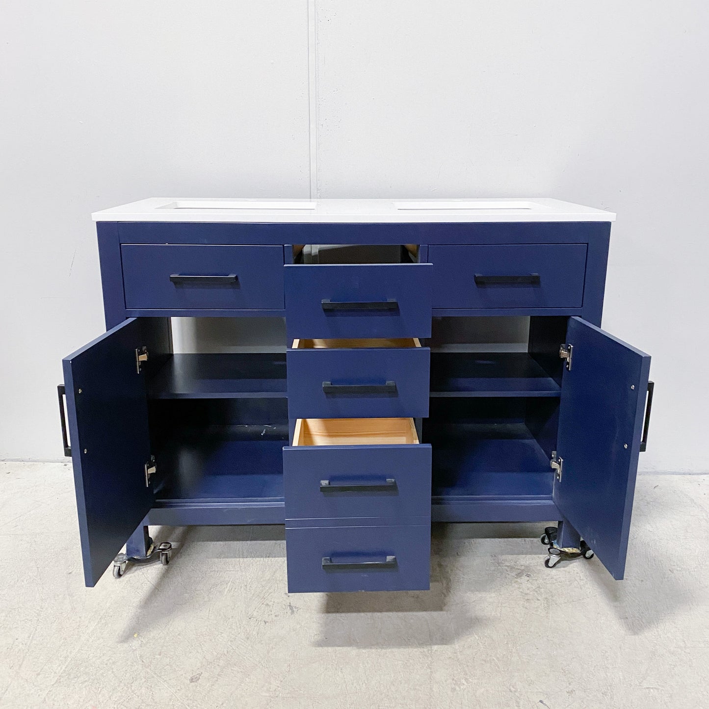 48" Dark Blue Double sink Vanity and Countertop