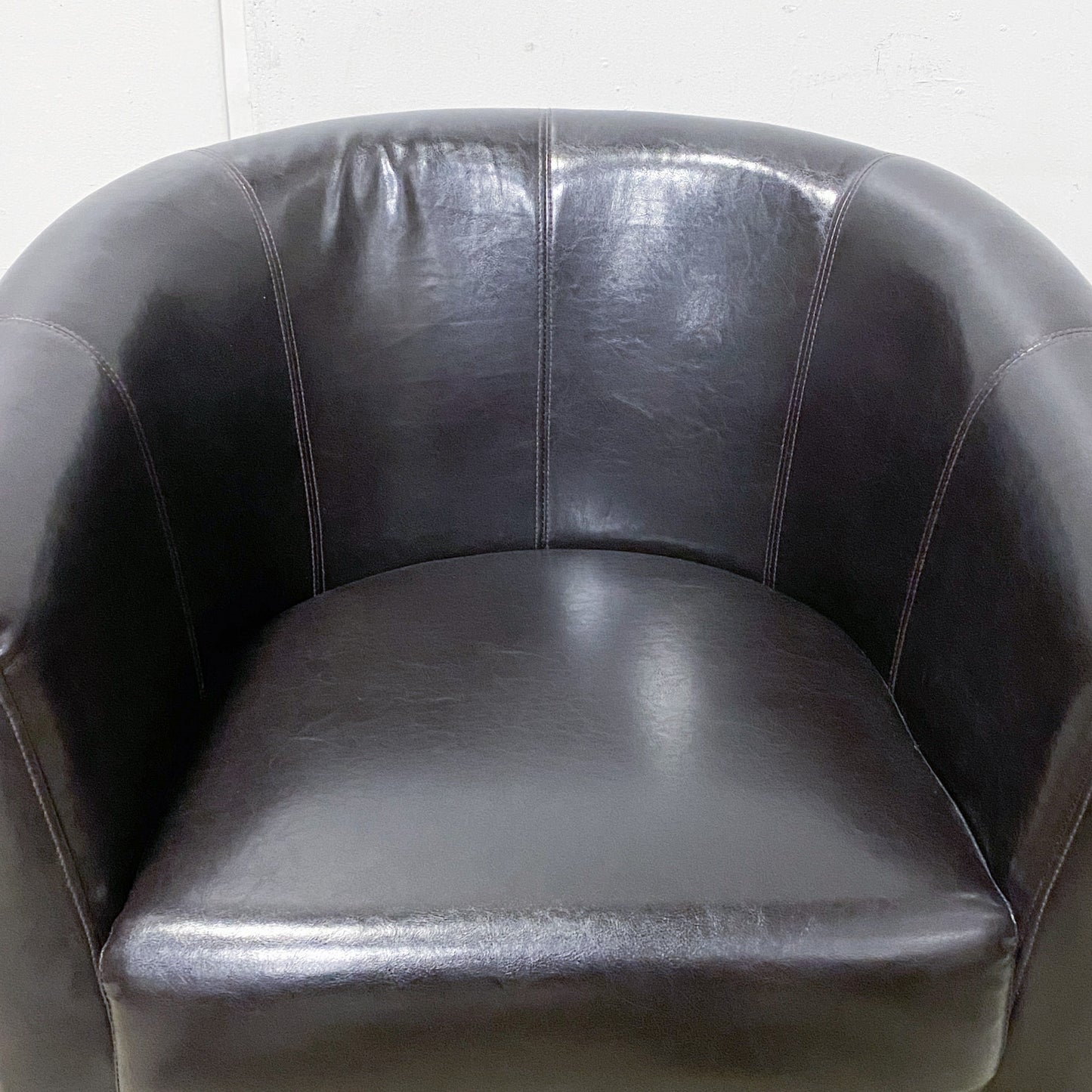 Faux Leather Black Club Chair with Ottoman