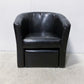 Faux Leather Black Club Chair with Ottoman