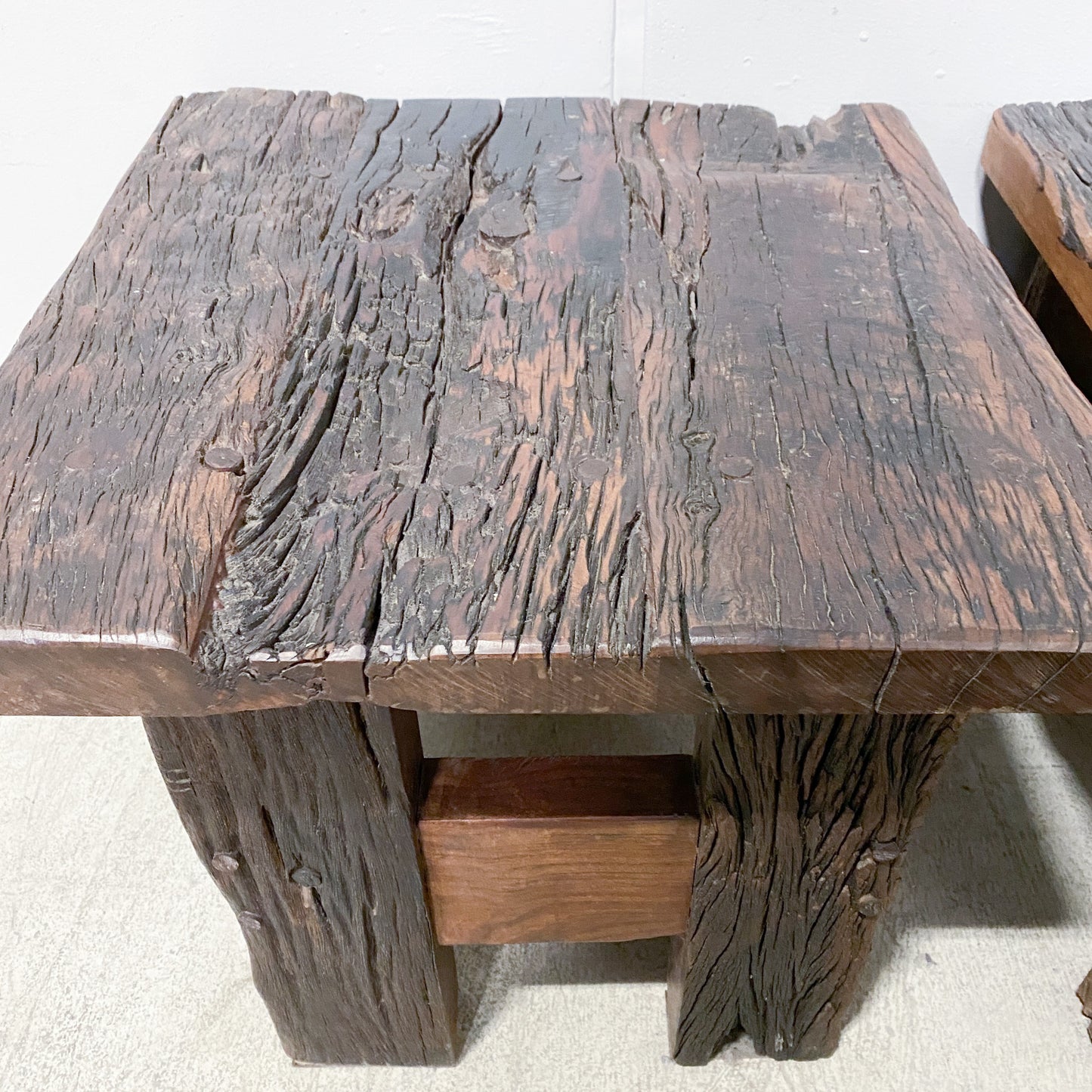 Reclaimed Wood End Tables Set of 2