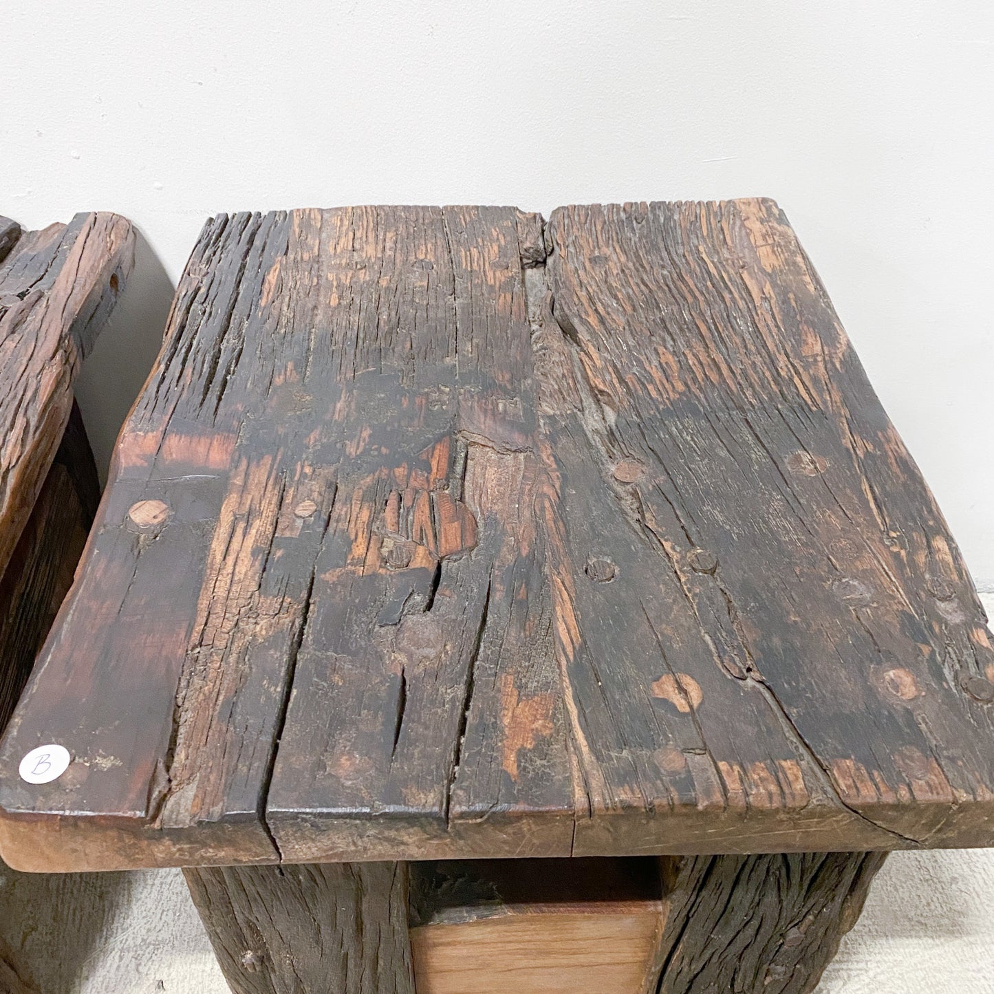 Reclaimed Wood End Tables Set of 2