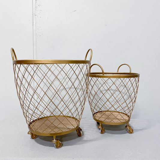 Gold Metal Hamper/Baskets -Set of 2