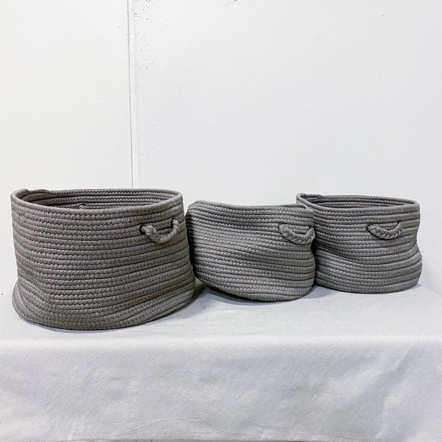 Grey Woven Baskets- Set of 3