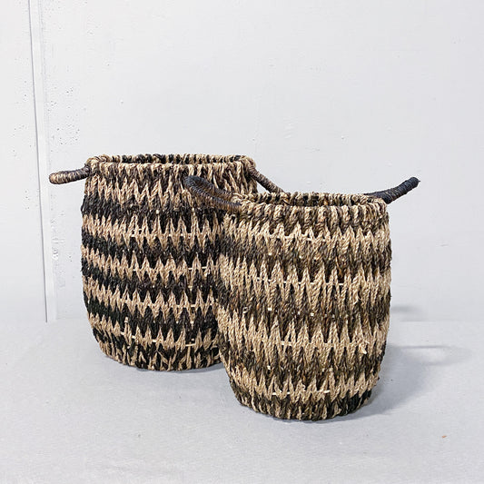 Rattan Zigzag Basket Set of 2