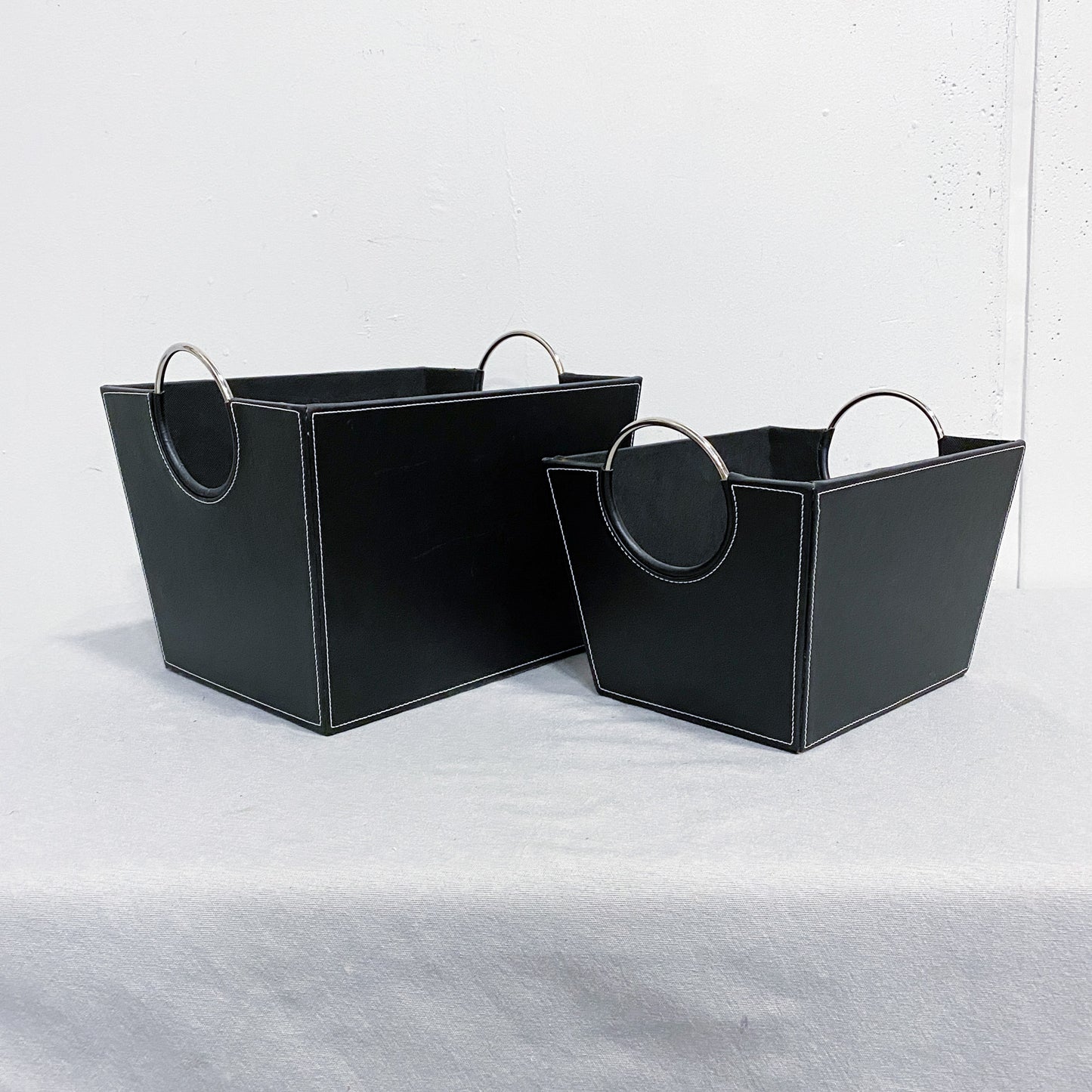 Faux Leather Bins - Set of 2