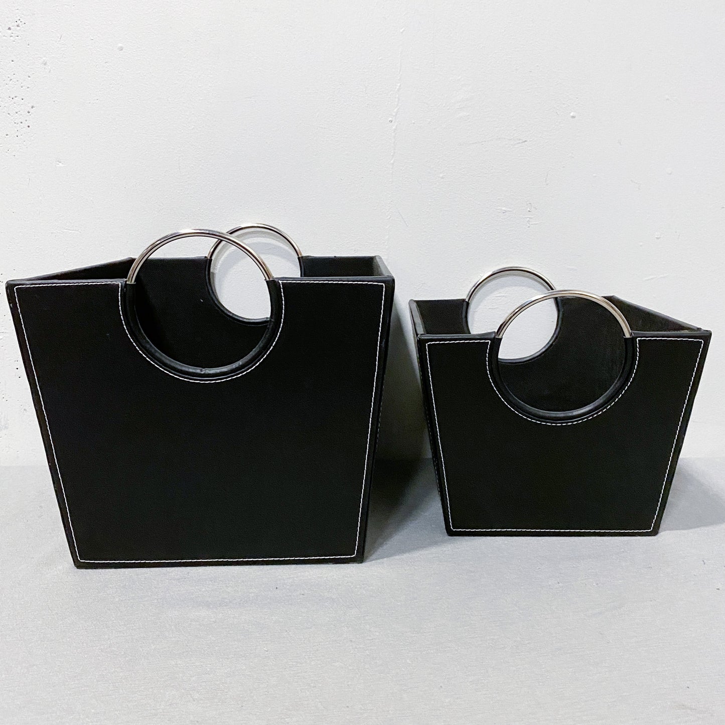 Faux Leather Bins - Set of 2