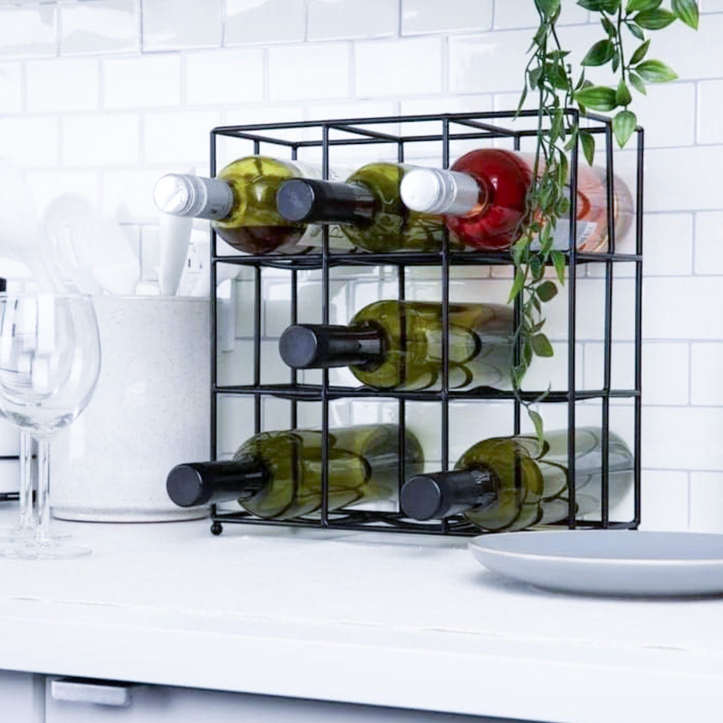 Countertop Wrought Iron Wine Rack (9 Bottles)