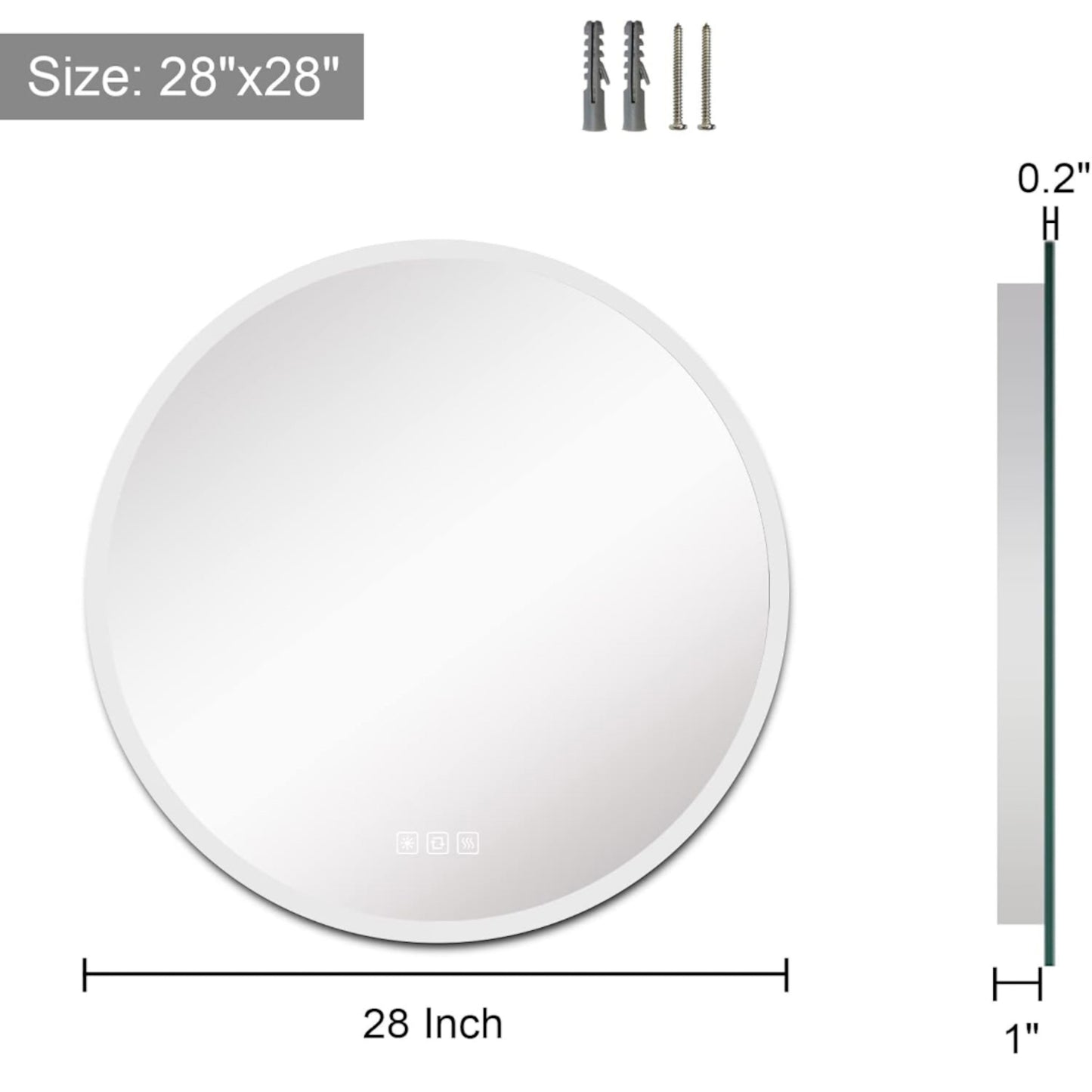 28" LED Bathroom Mirror with Sensor Touch