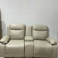 Beige Leather Loveseat