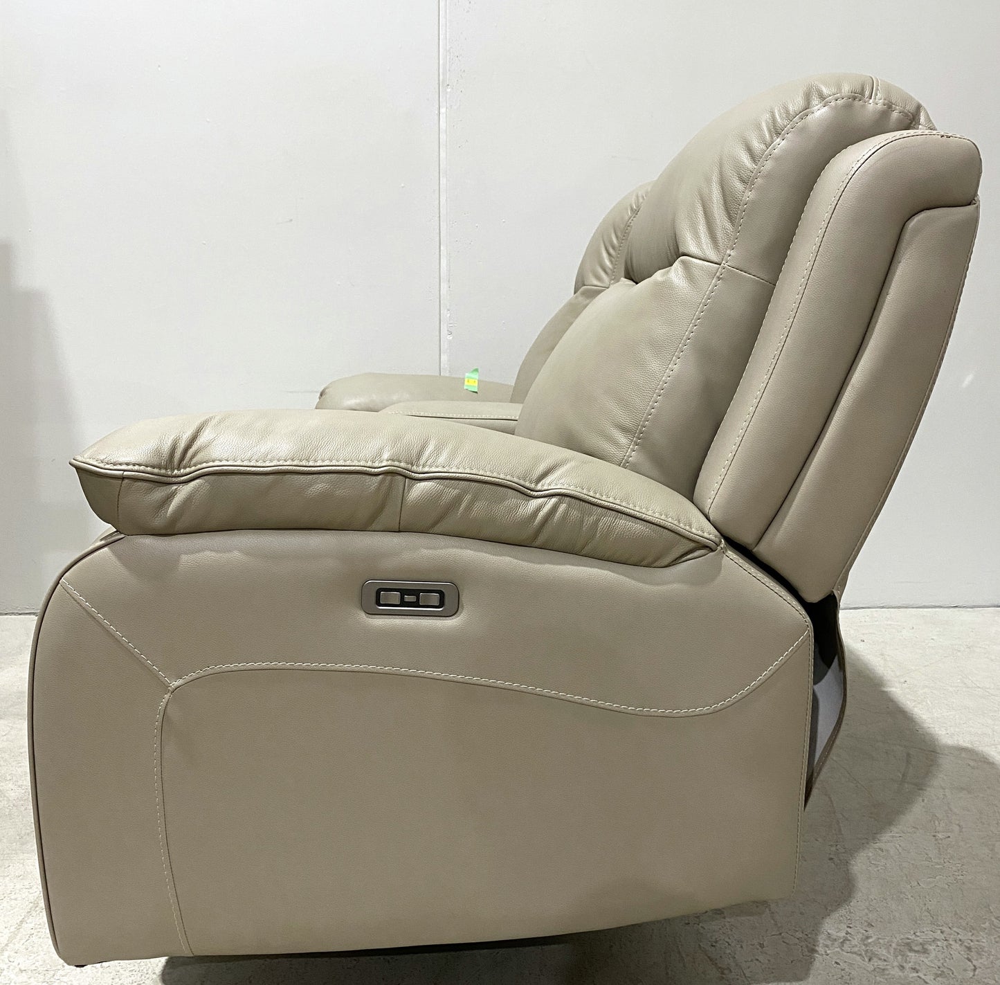 Beige Leather Loveseat