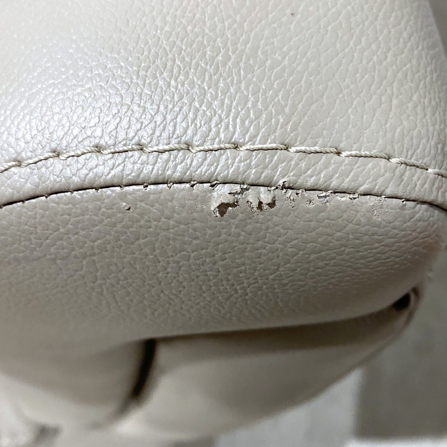 Beige Leather Loveseat