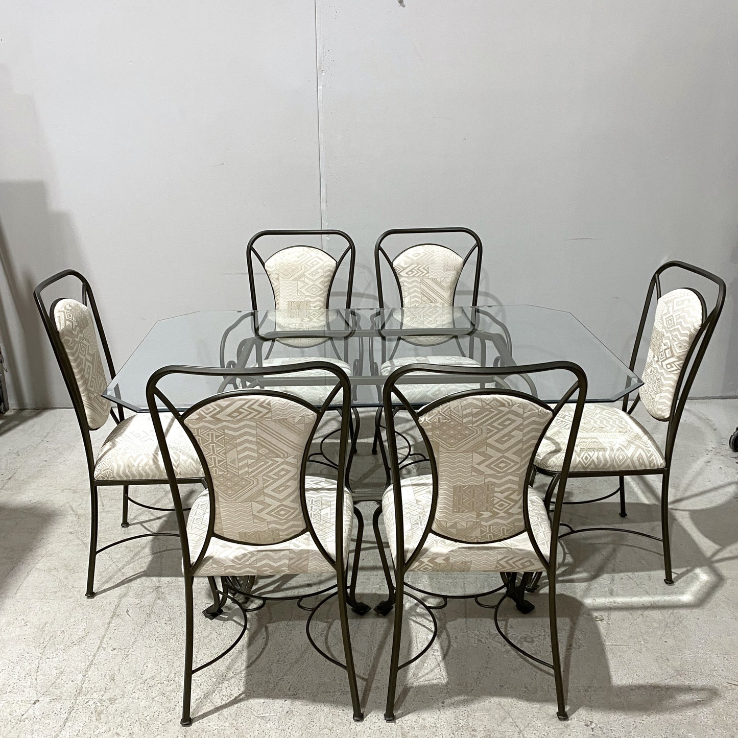 6 Chair and Glass Table Set