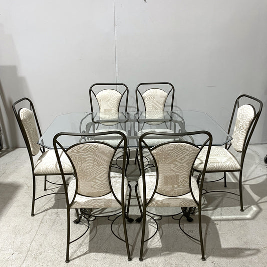 6 Chair and Glass Table Set