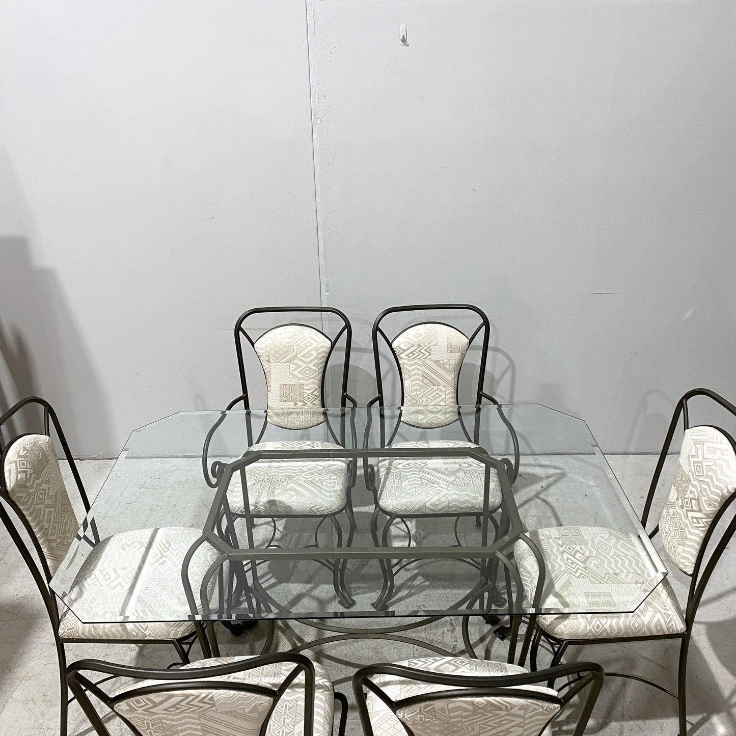 6 Chair and Glass Table Set