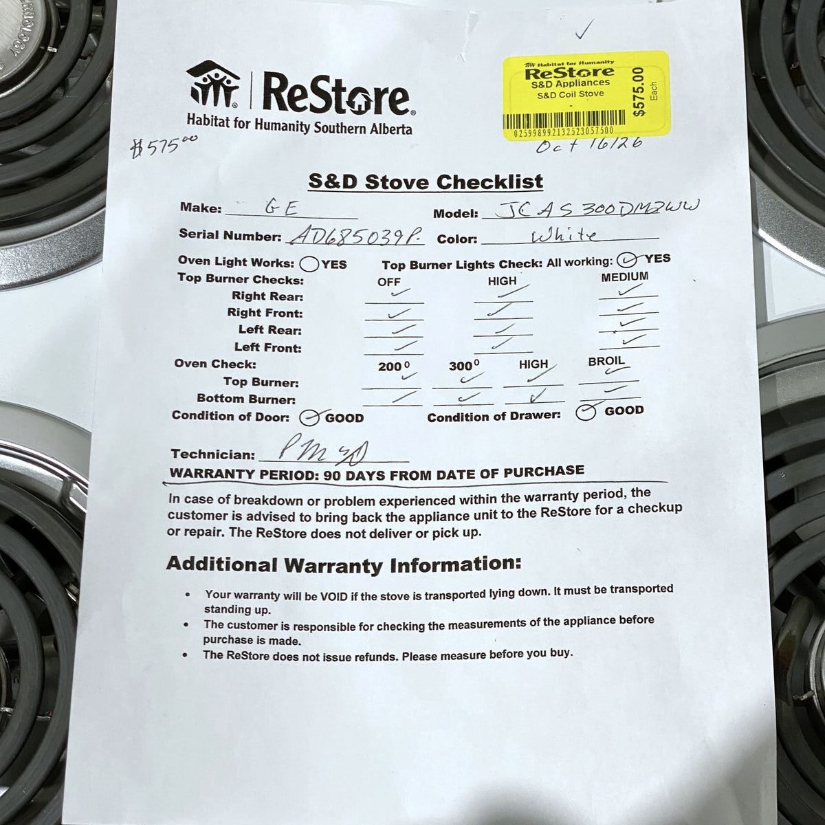 24" Free Standing Electric Range (New)