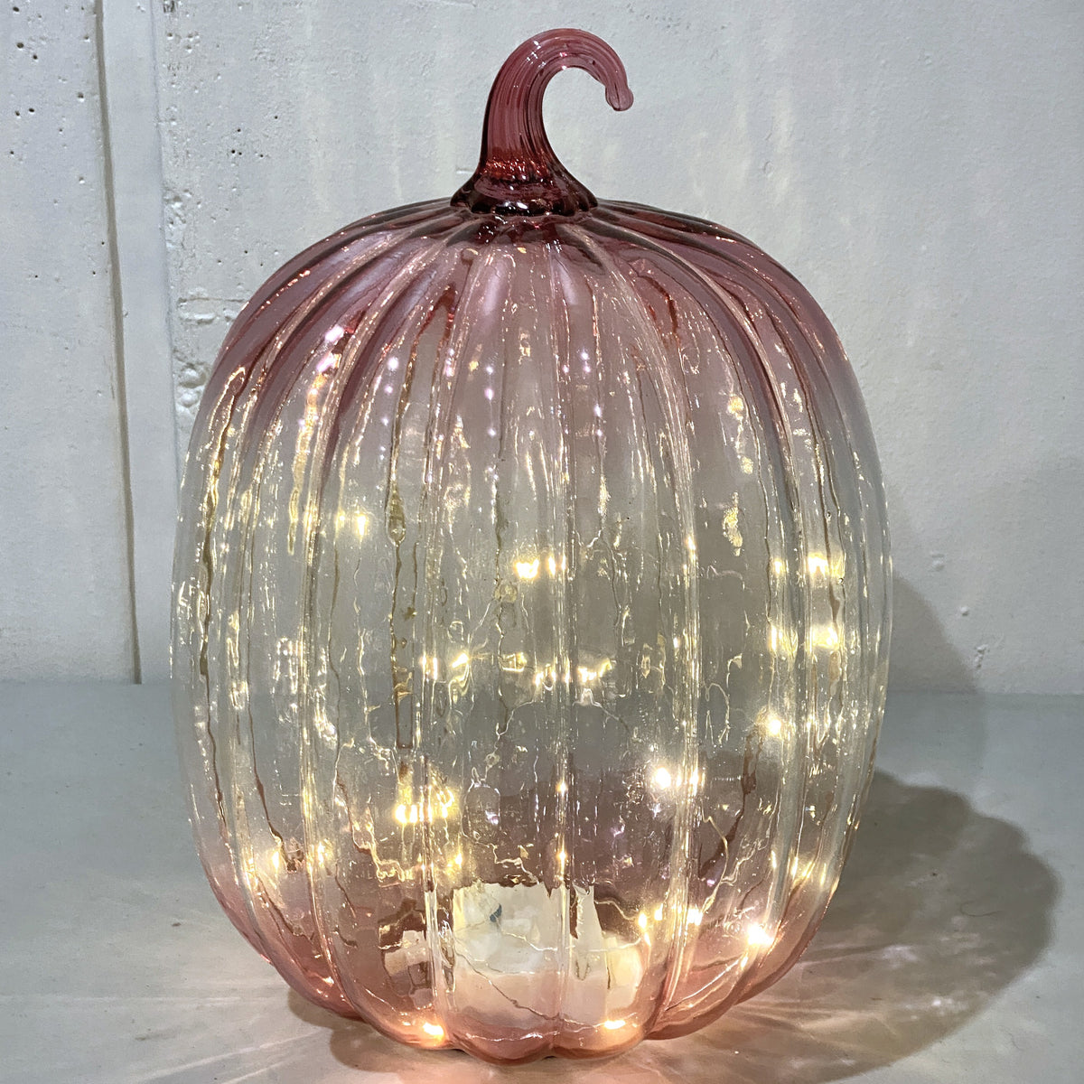 Pink Light-up Glass Pumpkin