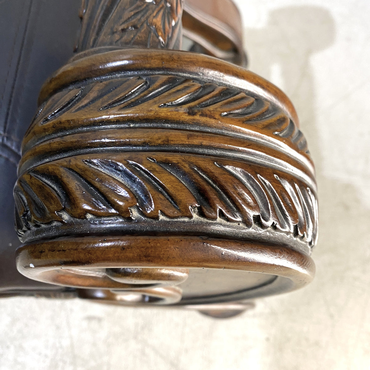 Traditional Carved Dark Wood Accent Bench