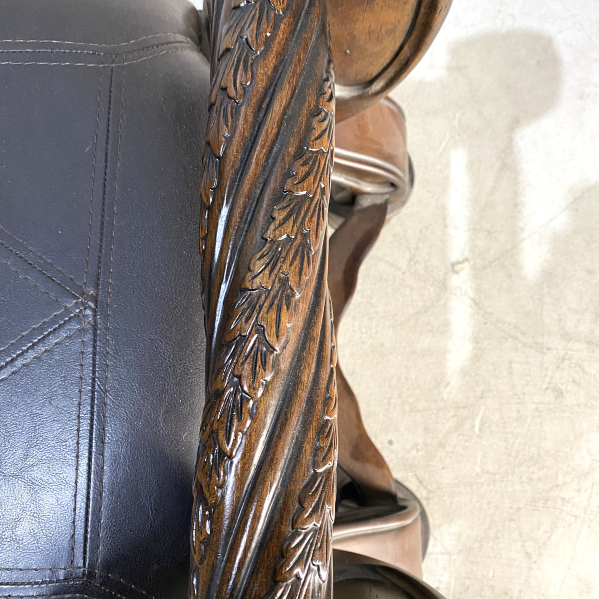 Traditional Carved Dark Wood Accent Bench